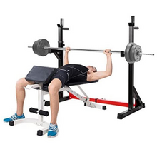 Load image into Gallery viewer, Adjustable Home Gym Bench Press And Squat Barbell Half Rack
