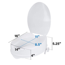 Load image into Gallery viewer, Clamp On Raised Handicap Toilet Seat Riser 4"