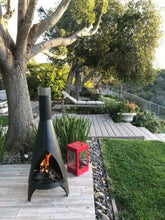 Load image into Gallery viewer, Modern Wood Burning Outdoor Steel Chiminea Fireplace