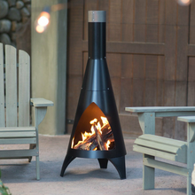 Load image into Gallery viewer, Modern Wood Burning Outdoor Steel Chiminea Fireplace