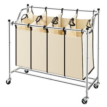 Load image into Gallery viewer, 4 Section Laundry Sorter Dividing Hamper Basket