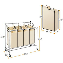 Load image into Gallery viewer, 4 Section Laundry Sorter Dividing Hamper Basket