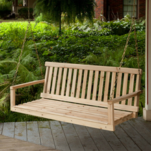 Load image into Gallery viewer, 4' Hanging Wooden Outdoor Porch Bench Swing