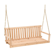 Load image into Gallery viewer, 4' Hanging Wooden Outdoor Porch Bench Swing