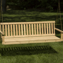 Load image into Gallery viewer, 4' Hanging Wooden Outdoor Porch Bench Swing