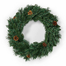 Load image into Gallery viewer, Decorative Pre-Lighted Pine Christmas Wreath 24 in
