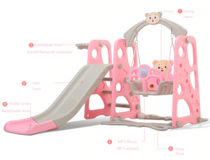 3 in 1 Kids Swing Set Playhouse With Slide